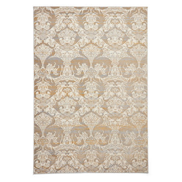 Laurence Llewelyn-Bowen Imperial Modern Floral Ornate Abstract Metallic Shimmer Soft-Touch Smooth Textured Polyester Short Pile Warm Gold/Champagne/Ivory Rug-Think Rugs-Rug Love - The Most Loved Rug Store